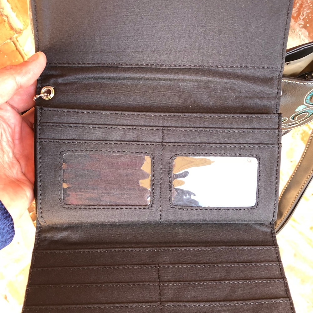 American Bling Handbag+ Wallet Black Blue - Picture 7 of 8